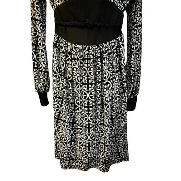 London Times dress women's size 4 knee length black and white print - Picture 4 of 13
